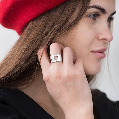 Серебряное кольцо "Сердце" 112229 №14