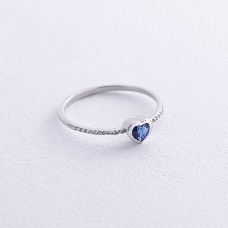 Золотое кольцо "Сердечко" (сапфир, бриллианты) кб0503gl от ювелирного магазина Оникс - 2