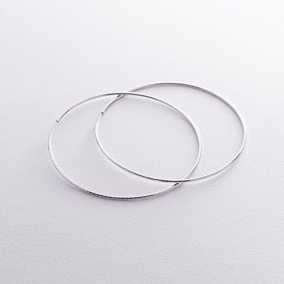 Сережки - кільця в білому золоті (7.3 см) с08598 №2