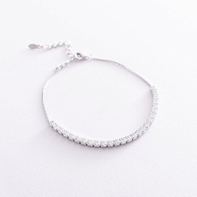 Серебряный браслет "Утонченный" с белыми фианитами 141511