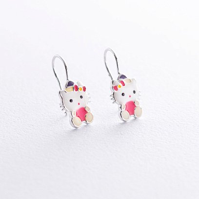 Дитячі срібні сережки "Hello Kitty" 122732
