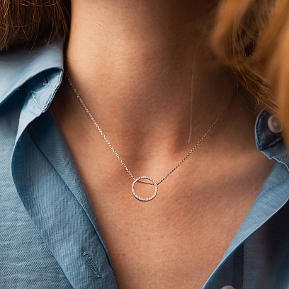 Серебряное колье "Круговорот" с фианитами 908-00918 №2