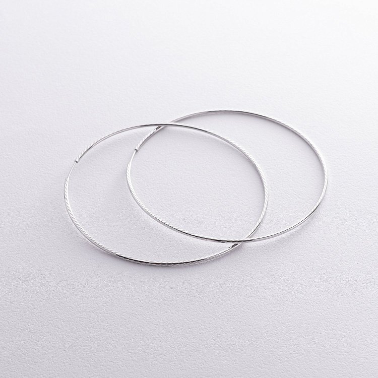 Сережки - кільця в білому золоті (7.3 см) с08598 від ювелірного магазину Онікс - 1