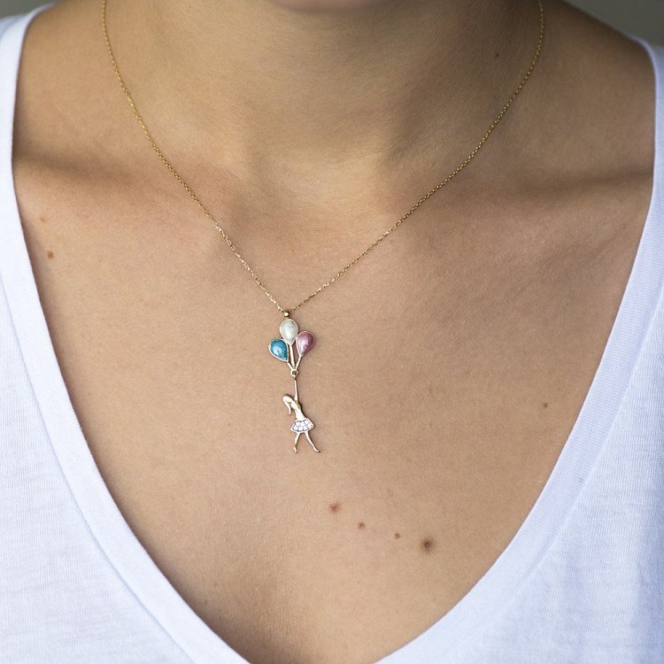 Золотое колье "Девочка с воздушными шарами" кол01029 от ювелирного магазина Оникс - 3