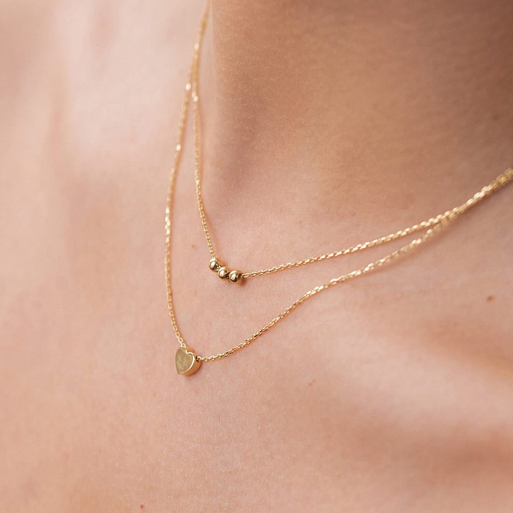 Подвійне золоте кольє "Кульки та сердечко" кол02301 від ювелірного магазину Онікс - 6