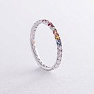 Золотое кольцо с разноцветными сапфирами и бриллиантами кб0504gl от ювелирного магазина Оникс