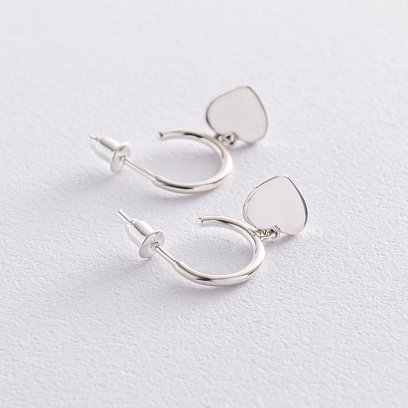 Серебряные серьги - пусеты "Сердечки" 123022 №3