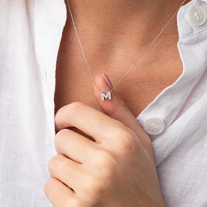 Кольє з буквою "В" в білому золоті (фіаніти) кол01329В №10