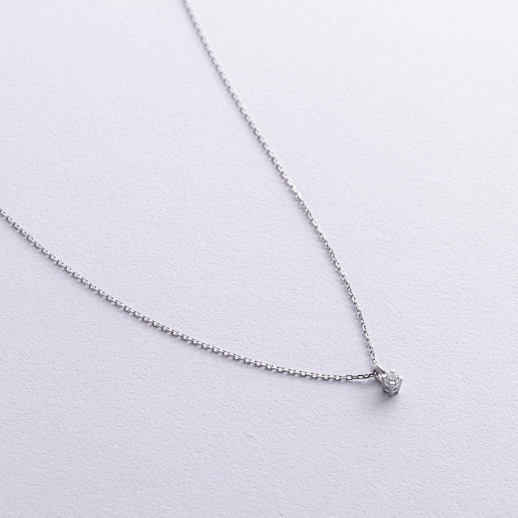 Колье в белом золоте с бриллиантом 719361121 от ювелирного магазина Оникс - 2