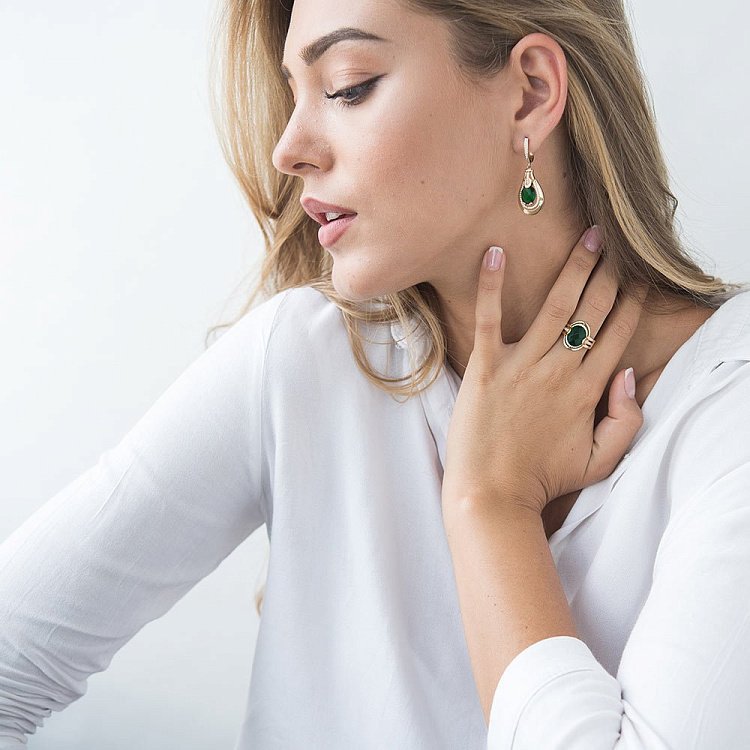 Золоті сережки з фіанітами с03960 від ювелірного магазину Онікс - 3