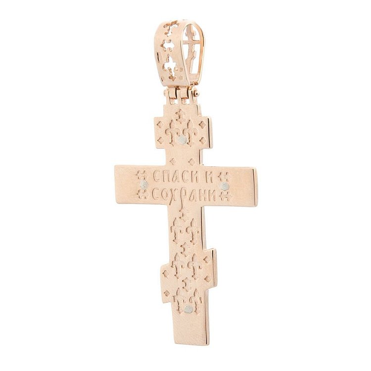 Золотий православний хрест з фіанітами і емаллю 270081Е від ювелірного магазину Онікс - 1