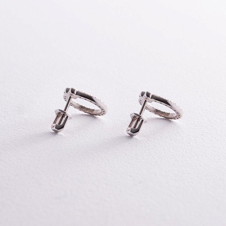 Сережки - пусети "Сердечки" з фіанітами (біле золото) с08475 від ювелірного магазину Онікс - 5