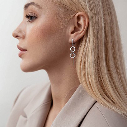 Асимметричные серебряные серьги 4982 №2