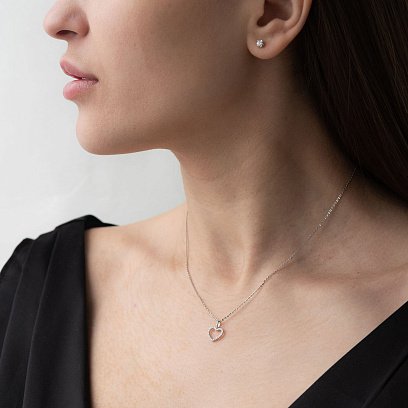 Золотой кулон "Сердце" (бриллианты) пб0220di №2