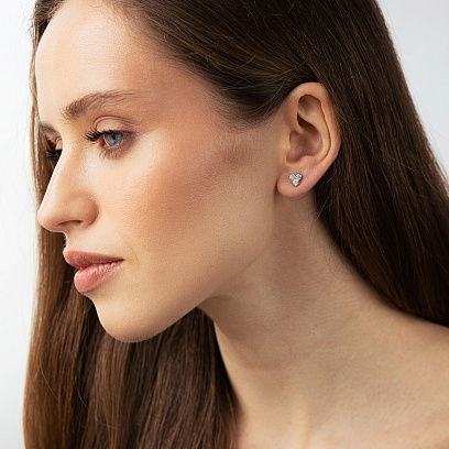 Золотые серьги - пусеты с бриллиантами сб0679mi №2