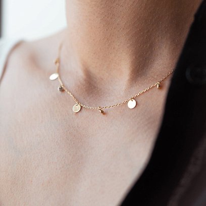 Кольє "Монетки" у жовтому золоті (фіаніти) кол02233 №6