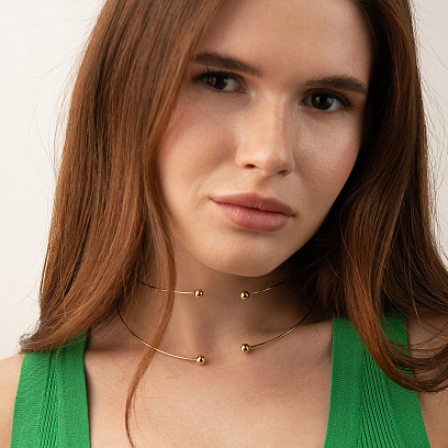 Колье - чокер "Demi" (желтое золото) с шариками кол02614 №2