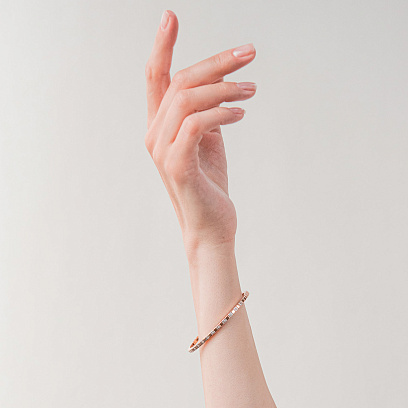 Жесткий золотой браслет "Кубики" (фианиты) б05612 №2