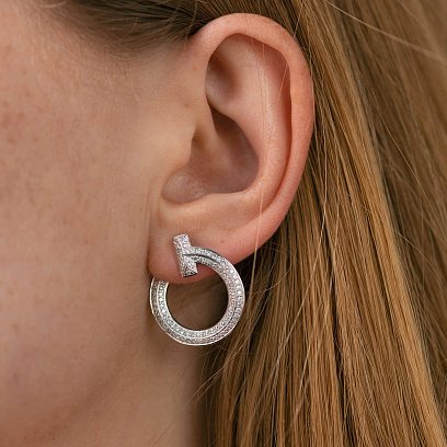 Сережки - пусети "Evelyn" у білому золоті (діаманти) сб0488м