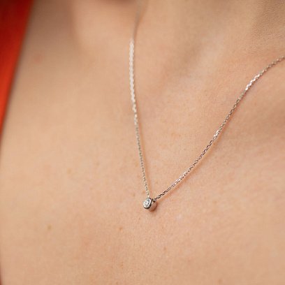 Кольє в білому золоті з діамантом 734171121 №2