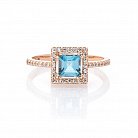 Золотое кольцо (топаз "Лондон голубой", фианиты) к04755 от ювелирного магазина Оникс - 4