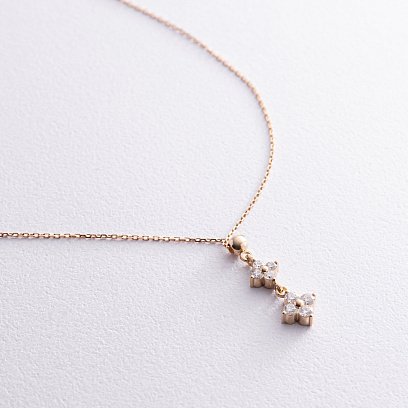 Золотое колье "Клевер" с бриллиантами 723013121 №3