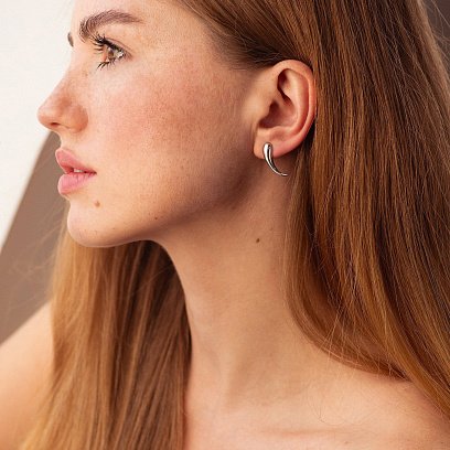 Серебряные серьги - пусеты "Момент" 122888 №3