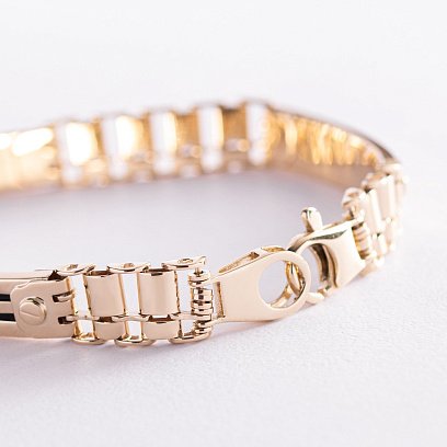 Мужской браслет в желтом золоте (оникс) б05008 №3