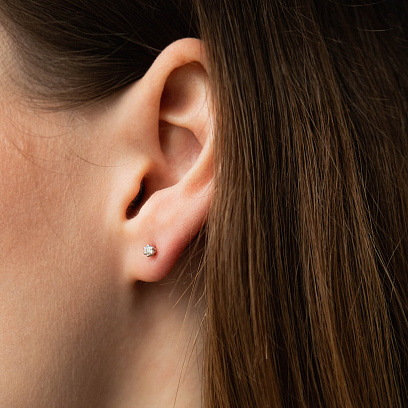 Золотые серьги - пусеты с бриллиантами сб0646di №4