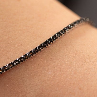 Браслет Теннис в белом золоте с черными бриллиантами 542511222 №4