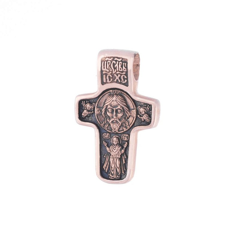 Золотий православний хрест "Спас Нерукотворний. Святитель Миколай Чудотворець" п00619 від ювелірного магазину Онікс - 2