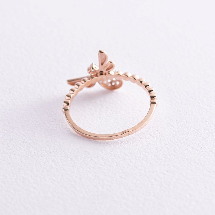 Золотое кольцо "Стрекоза" с фианитами к05195 от ювелирного магазина Оникс - 2