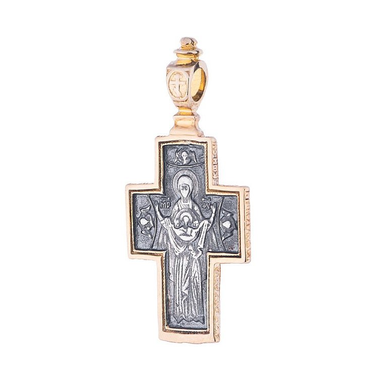 Серебряный крестик с позолотой 131642 от ювелирного магазина Оникс - 3