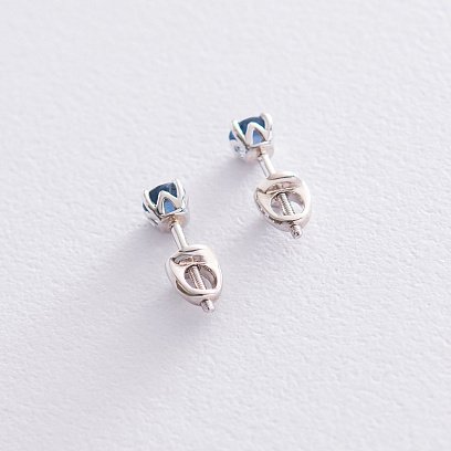 Сережки - пусети з сапфірами в білому золоті с06807 №3