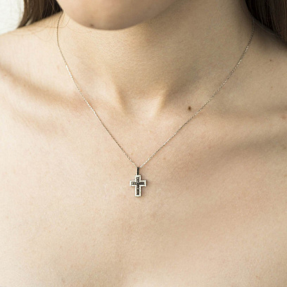 Золотий хрестик з діамантами пб0119са №3