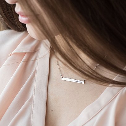 Серебряное колье с гравировкой "Твоя история" 18978л №2