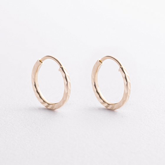 Сережки - кільця в жовтому золоті (1.2 см) с07139 №2