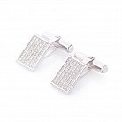 Серебряные запонки с фианитами 25068 от ювелирного магазина Оникс