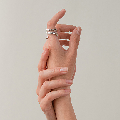 Кольцо "Змея" в белом золоте (фианиты) к08303 №3