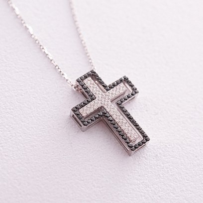 Золоте кольє "Крестик" з діамантами 126851122 №3