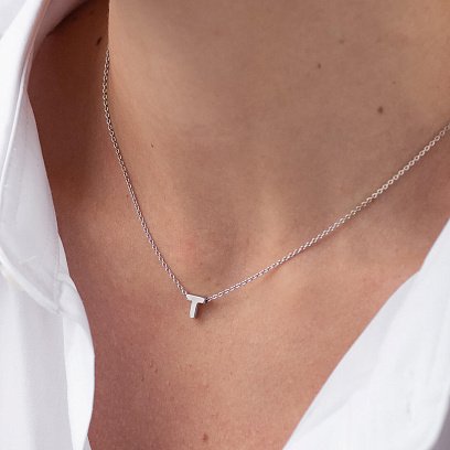 Серебряное колье с буквой "Т" 1105 Т №7
