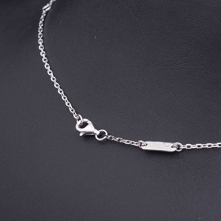 Срібне кольє "Конюшина" з фіанітом і перламутром 18347 від ювелірного магазину Онікс - 2