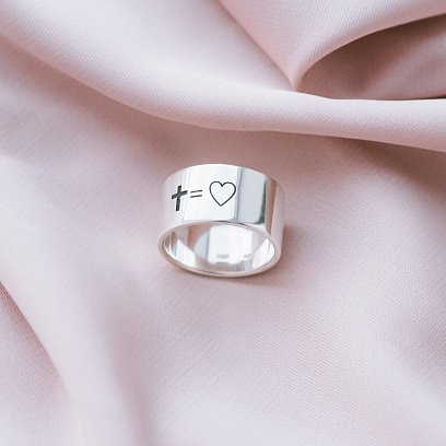 Срібна каблучка з гравіруванням "Моя віра - моя любов!" 112143вер №3