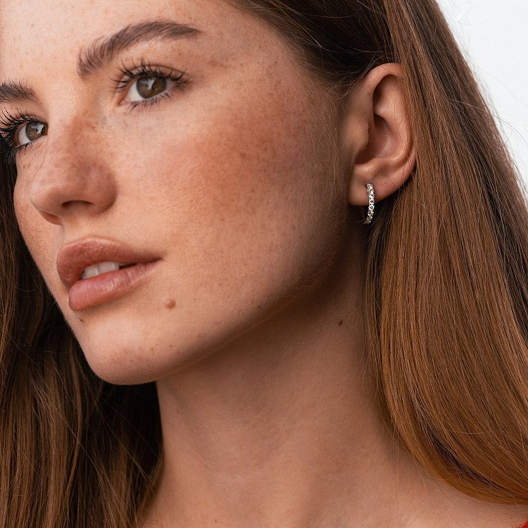 Золотые серьги - кольца с бриллиантами сб0542cha от ювелирного магазина Оникс - 3