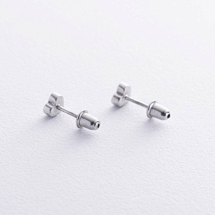 Серебряные серьги - пусеты "Сердечки" 7056 от ювелирного магазина Оникс - 2