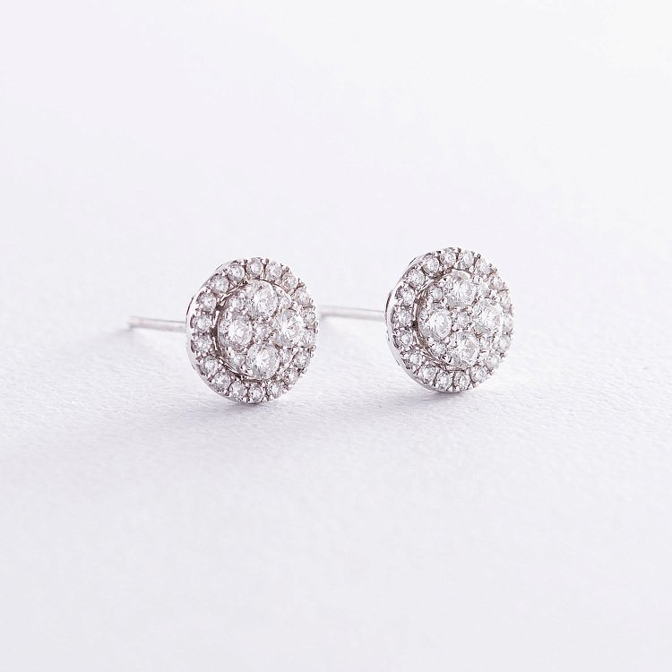 Золотые серьги - пусеты с бриллиантами с332 от ювелирного магазина Оникс