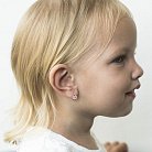 Золоті дитячі сережки "Квіточка" з емаллю та фіанітами с03976б от ювелирного магазина Оникс - 2
