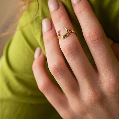 Каблучка "Лунниця" у жовтому золоті к07387 №3