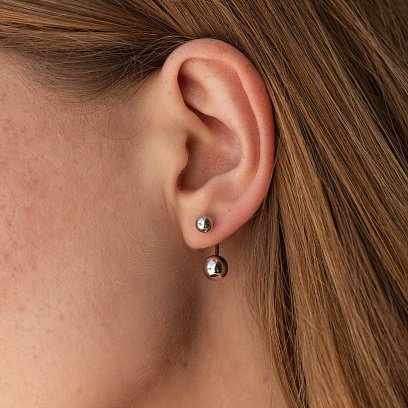 Сережки "Кульки" у білому золоті с08425