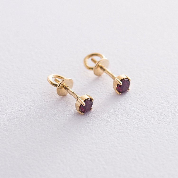 Золотые серьги - пусеты (родонит) срд2-154 от ювелирного магазина Оникс